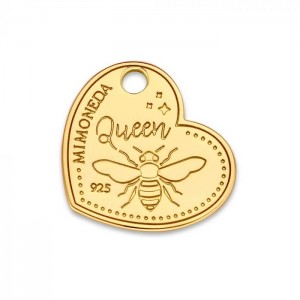 QUEEN BEE 925 STERLING SILVER GOLD PLATED 15MM