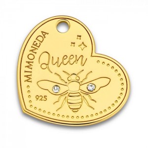 QUEEN BEE 925 STERLING SILVER GOLD PLATED 20MM
