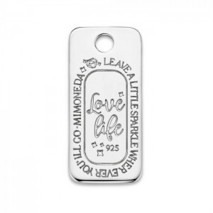LOVE LIFE SQUARE 925 STERLING SILVER 20MM