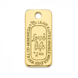 LOVE LIFE SQUARE 925 STERLING SILVER GOLD PLATED