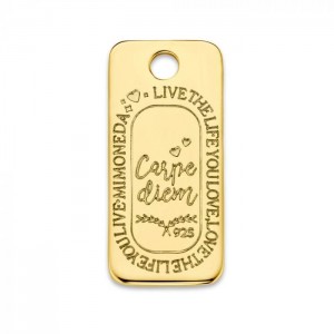 CARPE DIEM SQUARE 925 STERLING SILVER GOLD PLATED