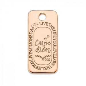 CARPE DIEM SQUARE 925 STERLING SILVER ROSEGOLD PLATED 20MM