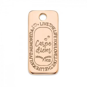 CARPE DIEM SQUARE 925 STERLING SILVER ROSEGOLD PLATED 20MM