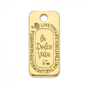 DOLCE VITA SQUARE 925 STERLING SILVER GOLD PLATED 20MM