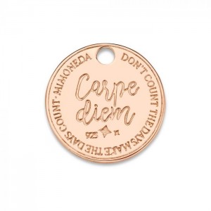 CARPE DIEM ROUND 925 STERLING SILVER ROSEGOLD PLATED 15MM