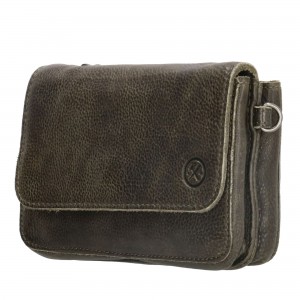 schoudertasje H & S olijf kleur, leder