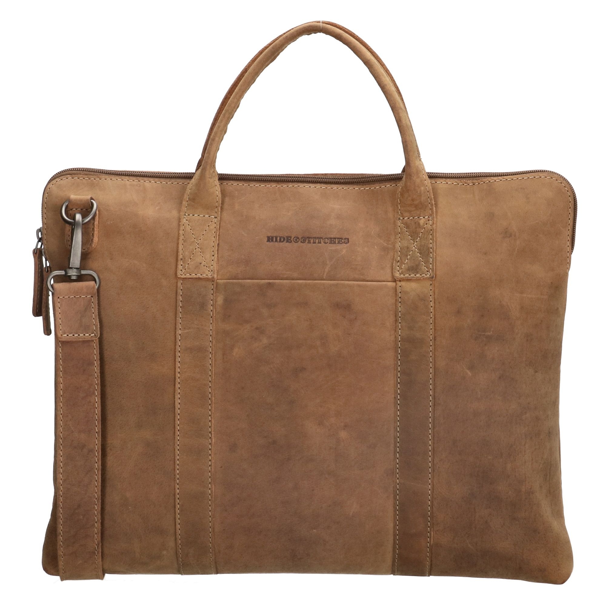 Laptoptas Stitches leder in bruin kleur - Nice Have