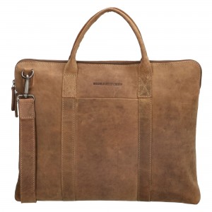 Laptoptas Hide & Stitches leder in bruin kleur