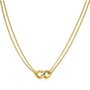 Zinzi gold plated collier met twee gourmet schakels